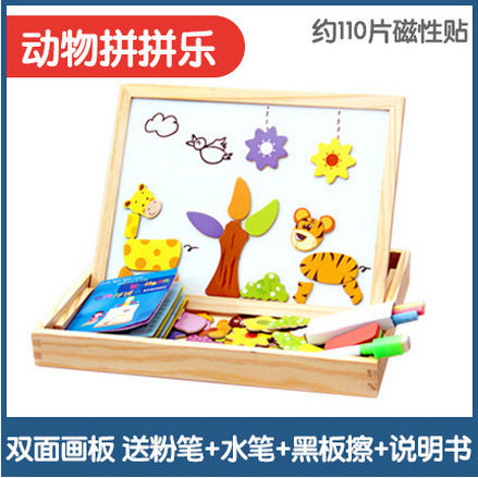 100+PCS Wooden Magnetic Puzzle Figure/Animals/ Vehicle /Circus Drawing Board 5 styles Box Educational Toy Gift