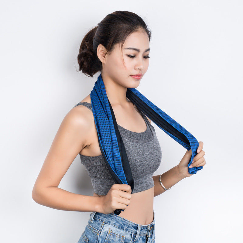 Two-color cold sports sweat-absorbent quick-drying towel, gym running, sweat-wiping ice towel, portable men's cooling wrist towel