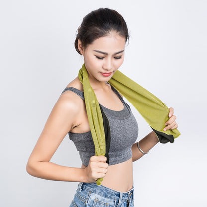 Two-color cold sports sweat-absorbent quick-drying towel, gym running, sweat-wiping ice towel, portable men's cooling wrist towel