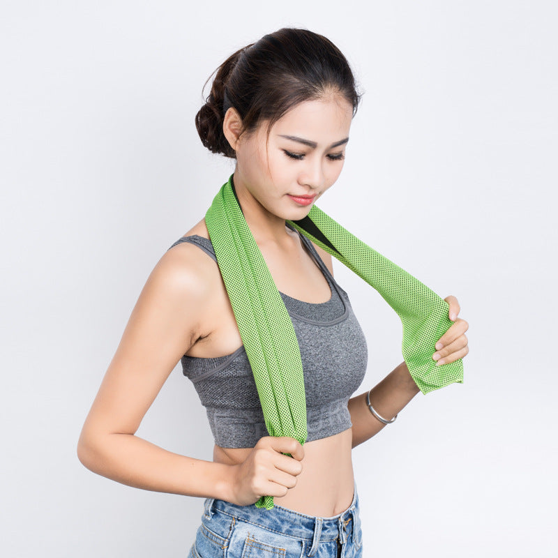 Two-color cold sports sweat-absorbent quick-drying towel, gym running, sweat-wiping ice towel, portable men's cooling wrist towel