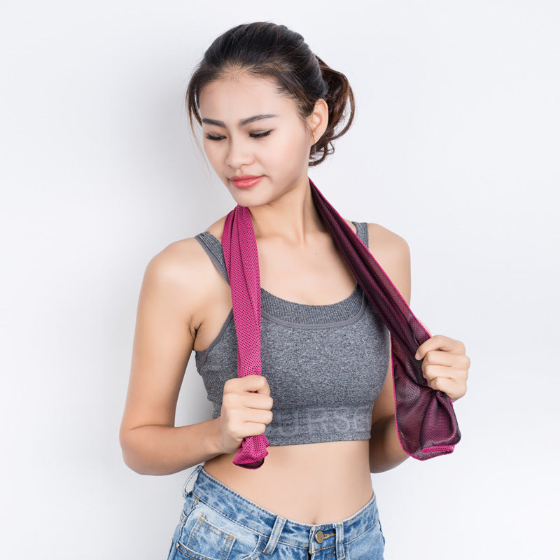 Two-color cold sports sweat-absorbent quick-drying towel, gym running, sweat-wiping ice towel, portable men's cooling wrist towel