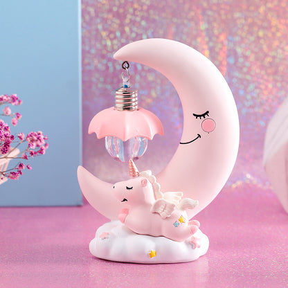 ins girl heart moon unicorn night light cute creative student gifts home decoration resin ornaments