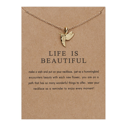 European and American cross-border explosion models paper card necklace series pearl animal alloy necklace women fashion clavicle chain wholesale