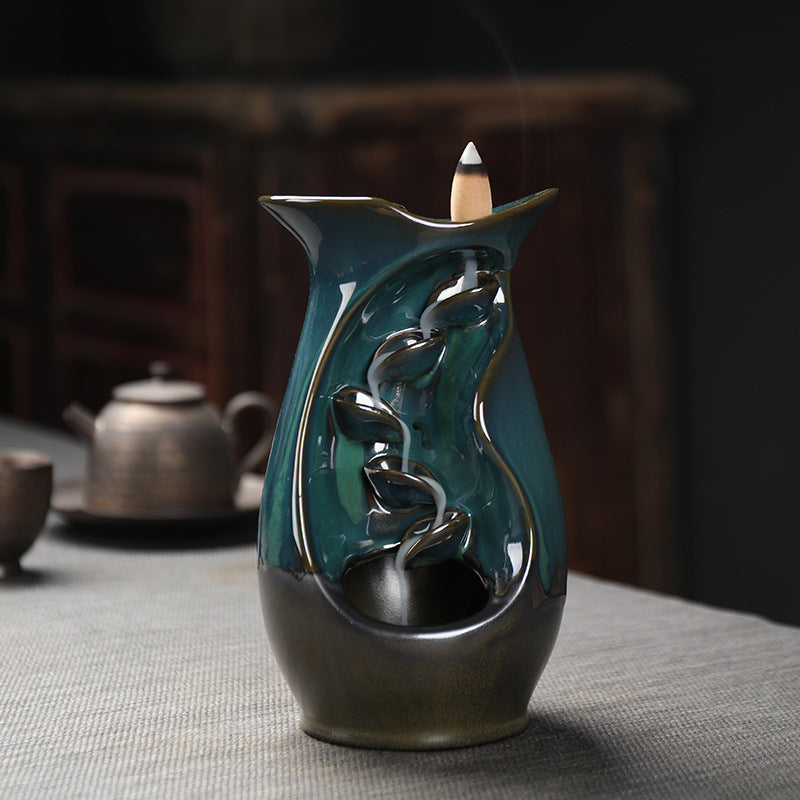 Backflow incense burner ceramic incense burner smoked sandalwood products furnace incense road big incense burner home crafts ornaments left and right source