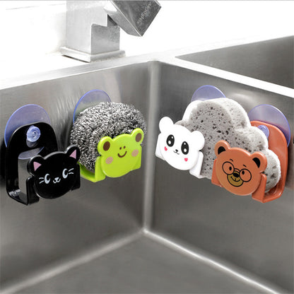 Cartoon kitchen sink storage rack sponge wipes rack suction cup bathroom sundries rack