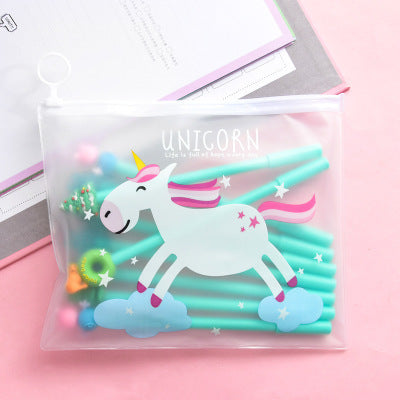 cute cartoon gel pen small fresh student stationery set combination pink signature pen