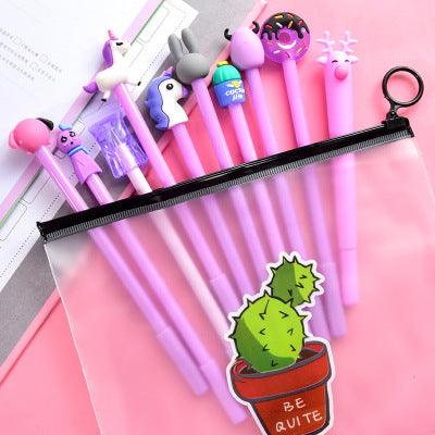 cute cartoon gel pen small fresh student stationery set combination pink signature pen