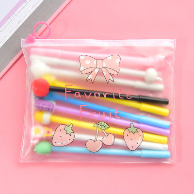 cute cartoon gel pen small fresh student stationery set combination pink signature pen