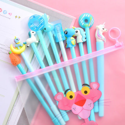 cute cartoon gel pen small fresh student stationery set combination pink signature pen