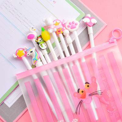 cute cartoon gel pen small fresh student stationery set combination pink signature pen