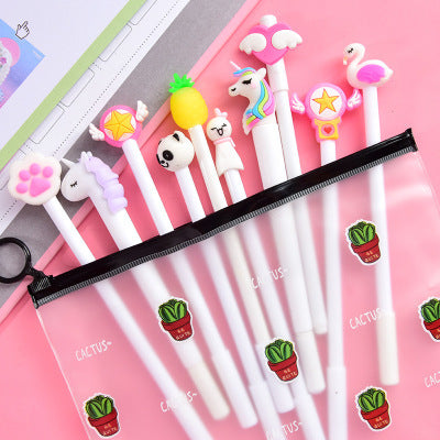 cute cartoon gel pen small fresh student stationery set combination pink signature pen