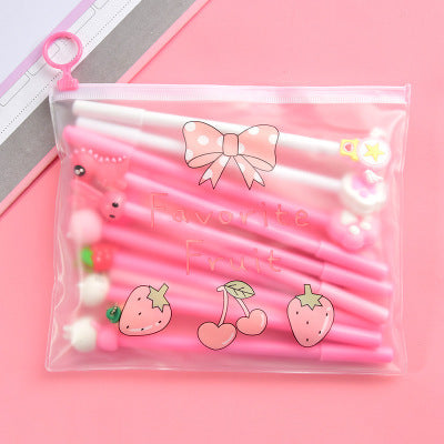 cute cartoon gel pen small fresh student stationery set combination pink signature pen