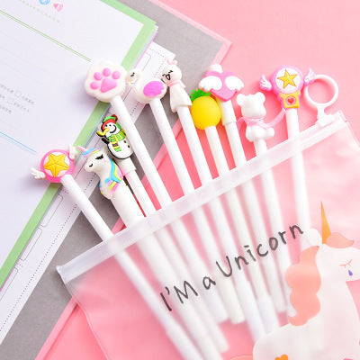 cute cartoon gel pen small fresh student stationery set combination pink signature pen