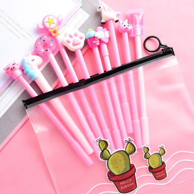 cute cartoon gel pen small fresh student stationery set combination pink signature pen