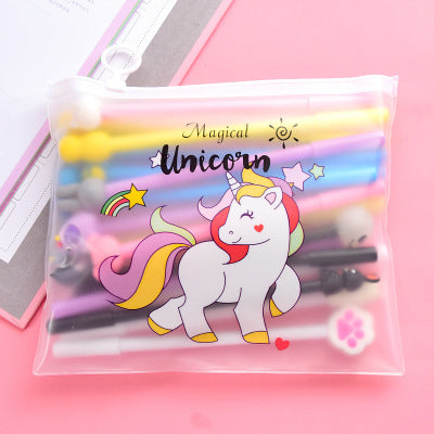 cute cartoon gel pen small fresh student stationery set combination pink signature pen