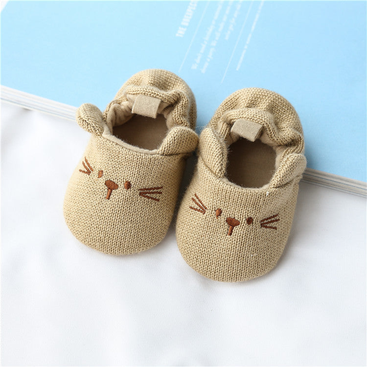 Hansheng cartoon 0-1 year old baby shoes baby do not drop shoes knitted wool shoes baby step shoes spring and autumn models