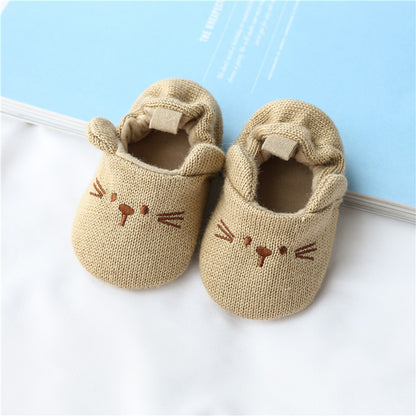 Hansheng cartoon 0-1 year old baby shoes baby do not drop shoes knitted wool shoes baby step shoes spring and autumn models