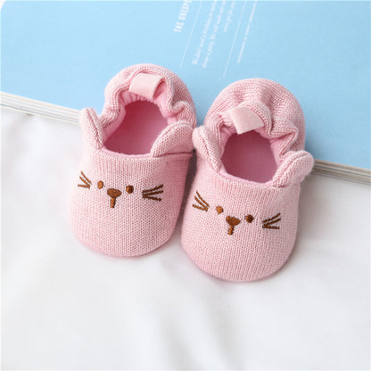 Hansheng cartoon 0-1 year old baby shoes baby do not drop shoes knitted wool shoes baby step shoes spring and autumn models