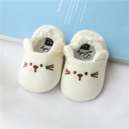 Hansheng cartoon 0-1 year old baby shoes baby do not drop shoes knitted wool shoes baby step shoes spring and autumn models