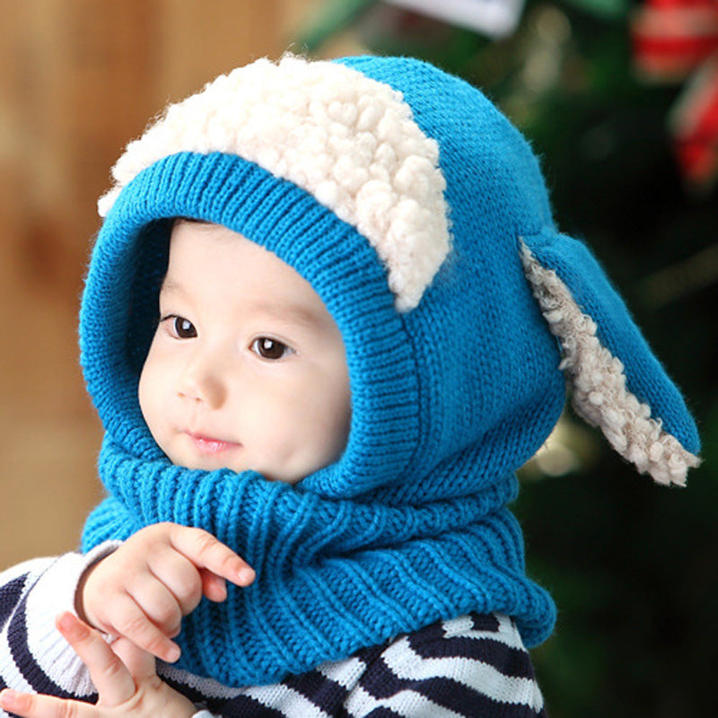 Korean autumn and winter baby hats boys and girls baby hats children's woolen caps scarf scarf warm