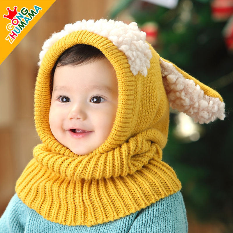 Korean autumn and winter baby hats boys and girls baby hats children's woolen caps scarf scarf warm