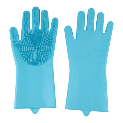 Pinduoduo Silicone Dishwashing Gloves Dishwashing Brush Housework Gloves Non-slip Wear-resistant Kitchen Gloves Magic Household Gloves