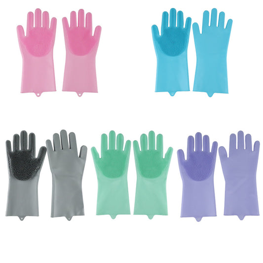 Pinduoduo Silicone Dishwashing Gloves Dishwashing Brush Housework Gloves Non-slip Wear-resistant Kitchen Gloves Magic Household Gloves