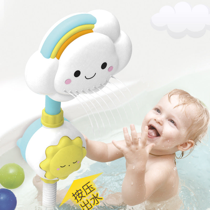 Baby bath toys, children's water bath toys, boys and girls, infants and young children, manual rainbow cloud spray shower