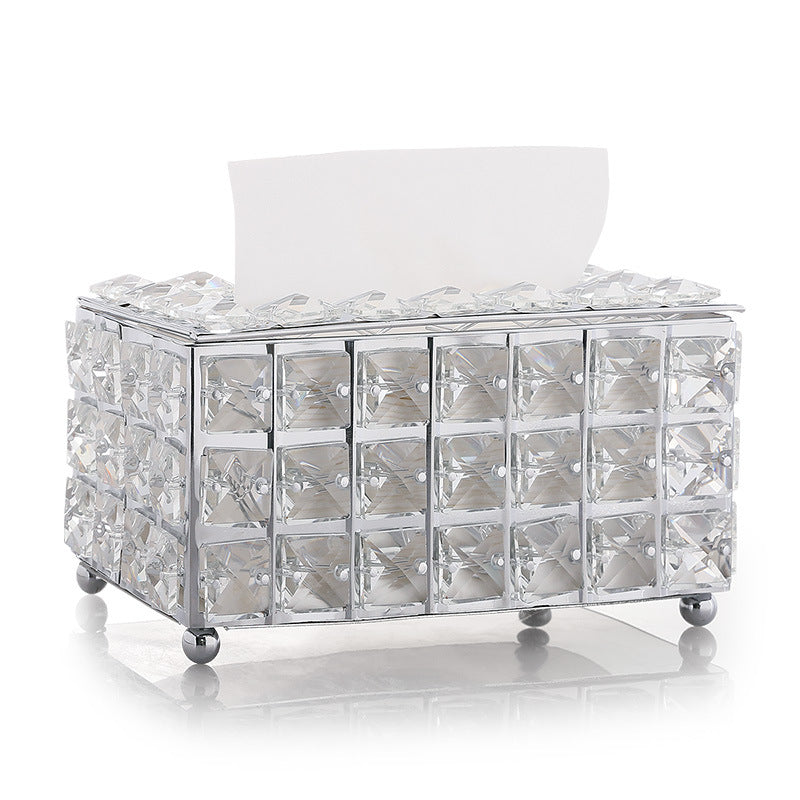 Net red Nordic crystal tissue box living room home creative simple desktop napkin paper storage box brush bucket