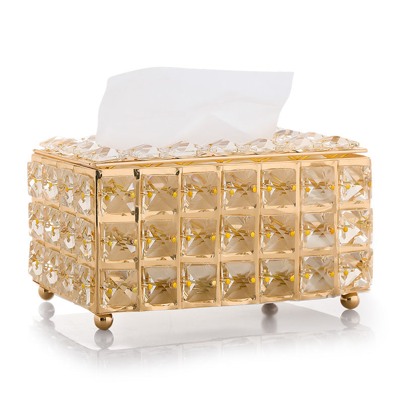 Net red Nordic crystal tissue box living room home creative simple desktop napkin paper storage box brush bucket