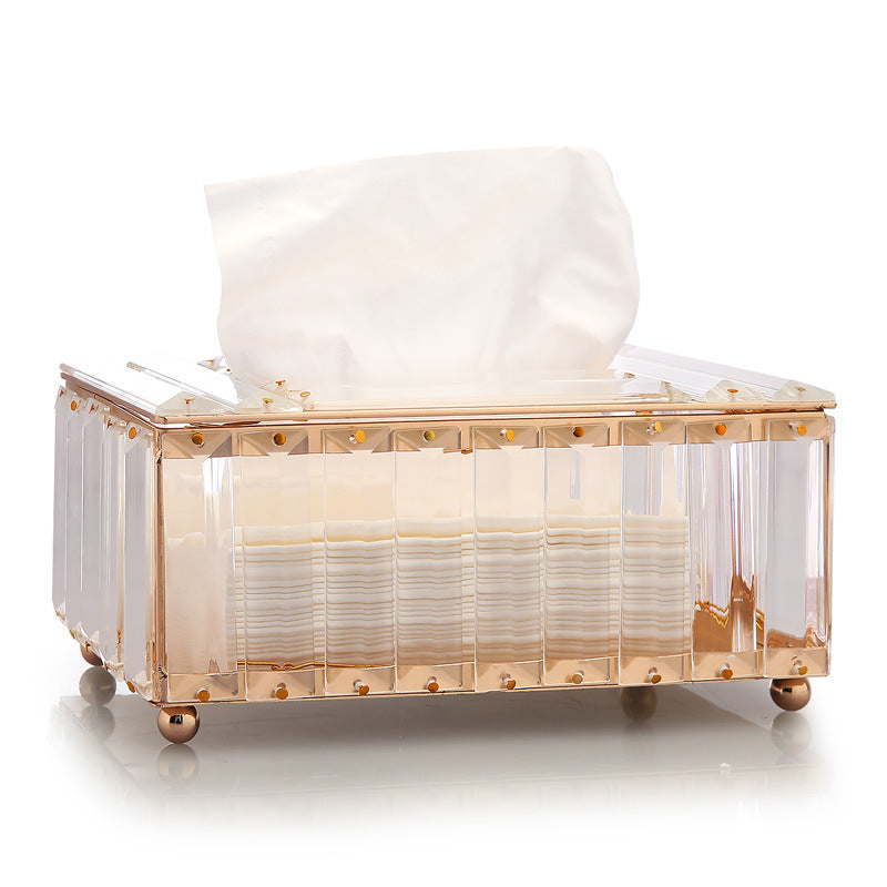 Net red Nordic crystal tissue box living room home creative simple desktop napkin paper storage box brush bucket