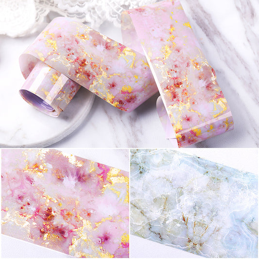 Nail Art Accessories Marble Smudge Pattern Starry Sky Paper Net Red Nail Patch Nail Art Sticker Laser Sticker Cellophane