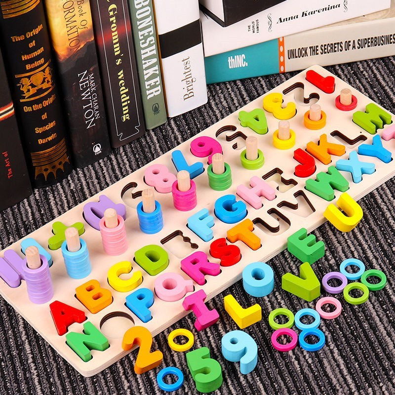 The new version of the girl's puzzle home with Chinese wooden blocks with numbers