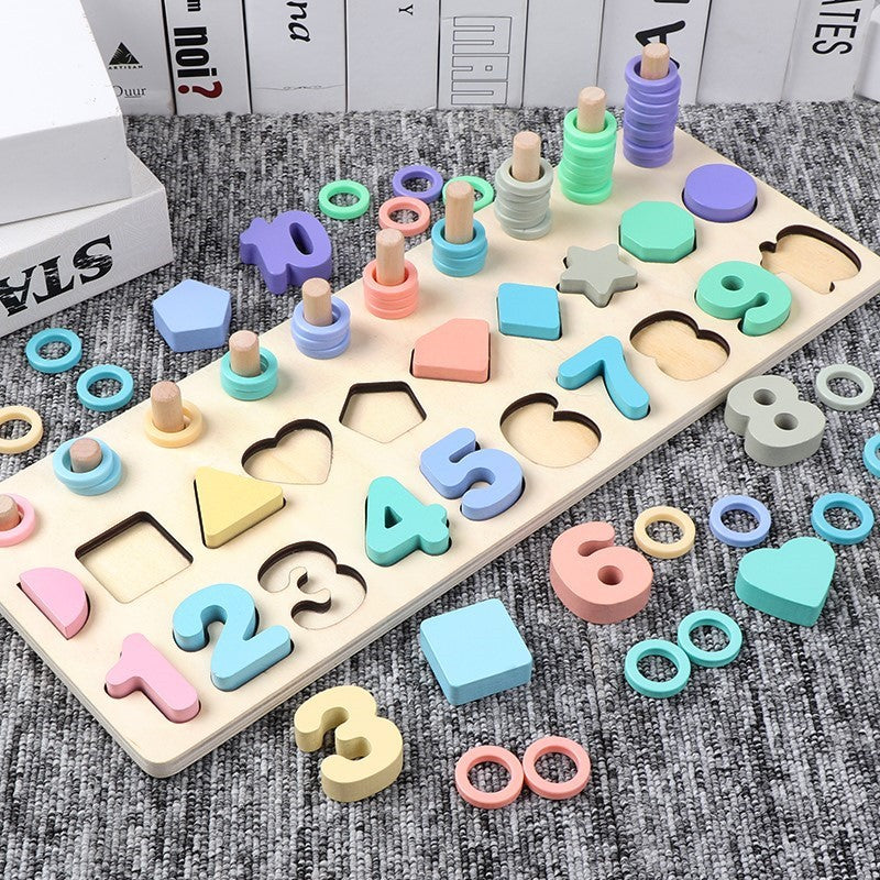 The new version of the girl's puzzle home with Chinese wooden blocks with numbers