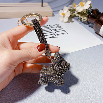 Fashion diamond claw chain French fighting dog keychain cartoon doll pendant creative gift high-end Shiba Inu female bag accessories