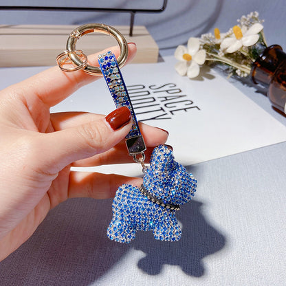 Fashion diamond claw chain French fighting dog keychain cartoon doll pendant creative gift high-end Shiba Inu female bag accessories