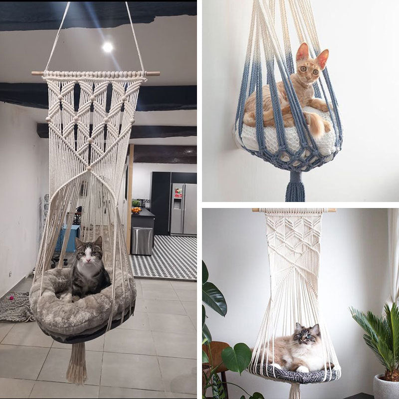 Household pet hanging basket swing Pure handmade cotton woven tapestry Net celebrity pet supplies woven cat litter C series