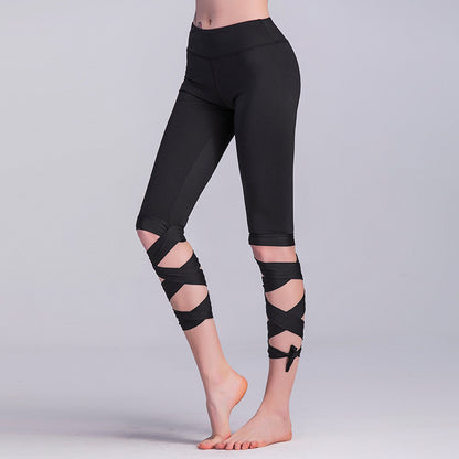 In stock! Exclusive for cross-border! New ebay winding yoga pants fitness pants dance ballet strap leggings