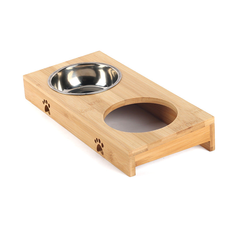 Cats Food Bowl Feeding Pet Stainless Steel Ceramic Feeding And Water Bowls With Bamboo Frame for Dogs and Cats Pets Dish