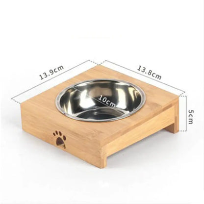 Cats Food Bowl Feeding Pet Stainless Steel Ceramic Feeding And Water Bowls With Bamboo Frame for Dogs and Cats Pets Dish