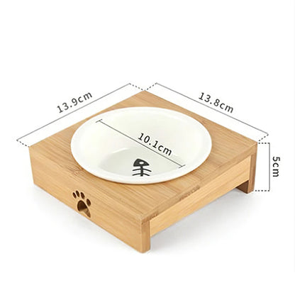 Cats Food Bowl Feeding Pet Stainless Steel Ceramic Feeding And Water Bowls With Bamboo Frame for Dogs and Cats Pets Dish