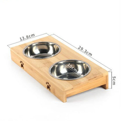 Cats Food Bowl Feeding Pet Stainless Steel Ceramic Feeding And Water Bowls With Bamboo Frame for Dogs and Cats Pets Dish