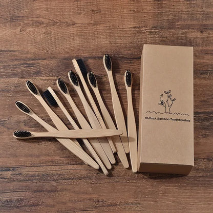 Adult bamboo toothbrush bamboo charcoal toothbrush 4 sticks 5 sticks bamboo toothbrush 10 sets off-the-shelf toothbrush set