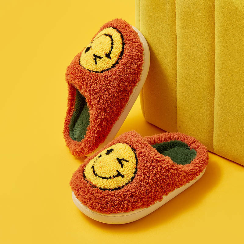 2021 autumn and winter children's cotton slippers for men and women baby cotton slippers cartoon cute wink smiley children's slippers cotton shoes