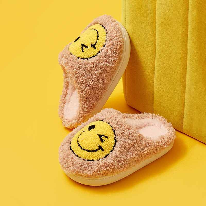 2021 autumn and winter children's cotton slippers for men and women baby cotton slippers cartoon cute wink smiley children's slippers cotton shoes