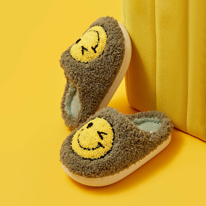 2021 autumn and winter children's cotton slippers for men and women baby cotton slippers cartoon cute wink smiley children's slippers cotton shoes