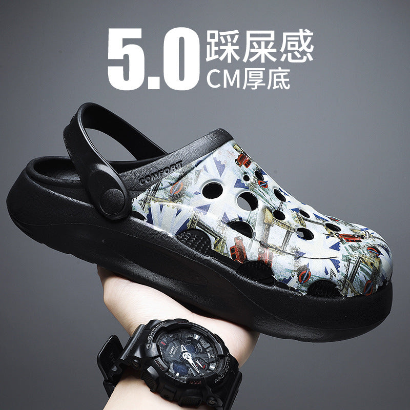 Men's hole shoes non-slip thick-soled casual outerwear Korean version of the beach soft-soled nurse Baotou slippers men