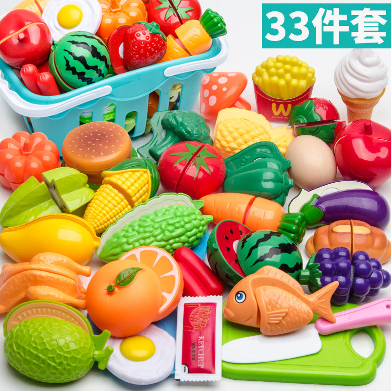 Children's Play House Toys Kitchen Girls Shopping Cart Vegetables Cut and Watch Baby Cut Fruits Boy Combination Fun