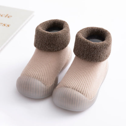 Floor socks children's autumn and winter plus velvet baby toddler shoes soft bottom indoor baby socks shoes non-slip boys and girls shoes and socks