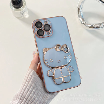 Suitable for iphone14 cat makeup mirror mobile phone case apple 13promax comes with lens film simple protective cover